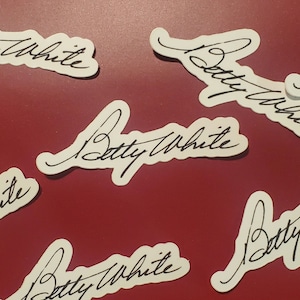 2 Betty White Autograph Stickers, Betty White Stickers