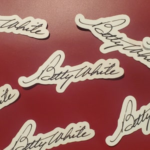 2 Betty White Autograph Stickers, Betty White Stickers