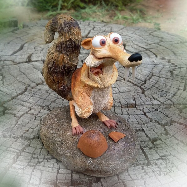 Squirrel Scrat from Ice Age - Handmade figurine made of polymer clay