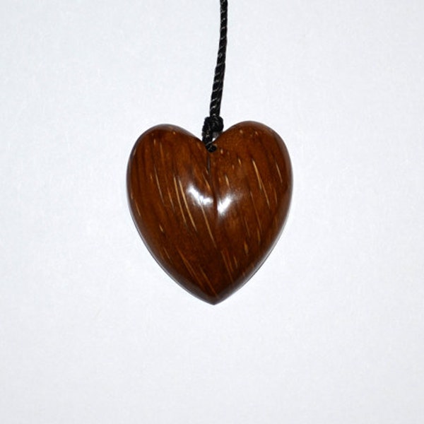 Hand-Carved Wood Heart Necklace