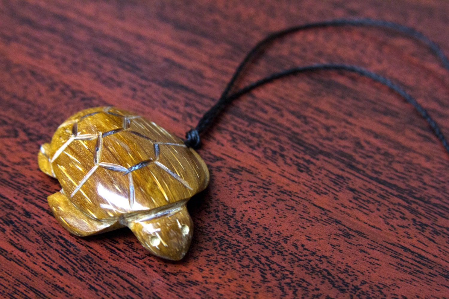 Handcarved Wood Turtle Necklace Etsy