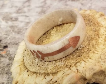 Deer Antler Ring with Copper Arrow Inlay Handmade