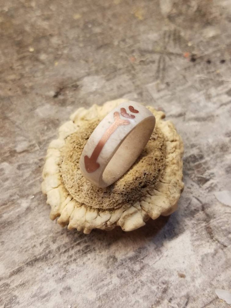 Arrow Ring Copper Ring Deer Antler Ring Antler Ring Copper Inlay Ring