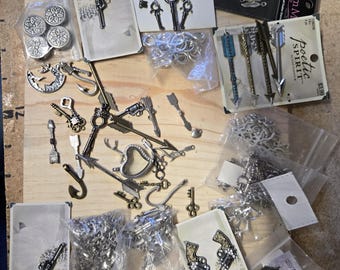 Stash clean out, metal charms, jewelry making, assorted charms