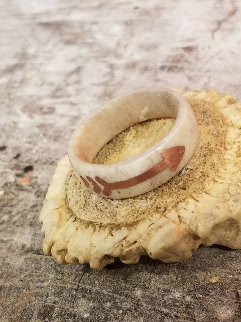 Arrow Ring Copper Ring Deer Antler Ring Antler Ring Copper Inlay Ring