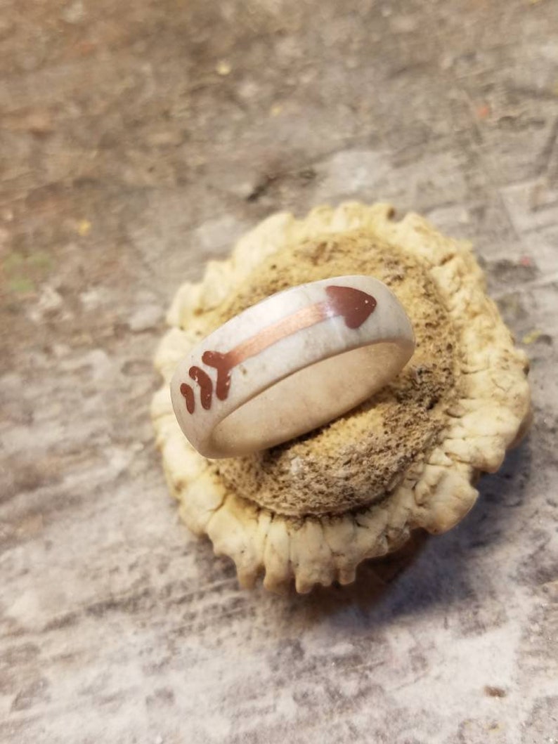 Arrow Ring Copper Ring Deer Antler Ring Antler Ring Copper Inlay Ring