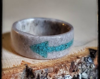Deer Antler Ring with Turquoise Arrow Inlay