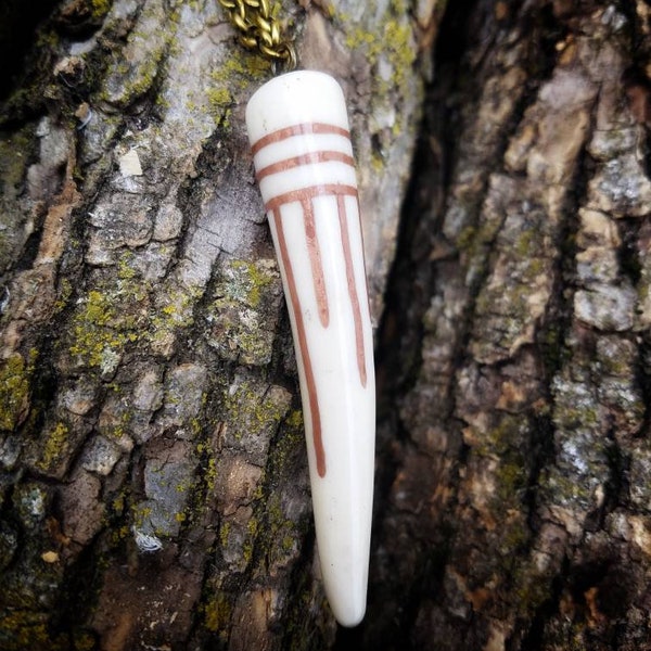 Whitetail Deer Antler Tip Necklace, Copper Inlay Deer Antler Necklace