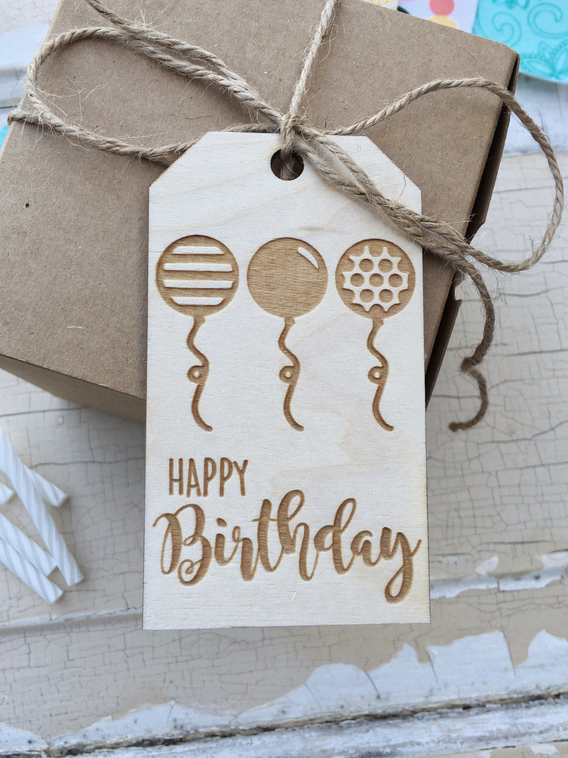 Happy Birthday Gift Tag Birthday Gift Tag Wood Gift Tag Etsy