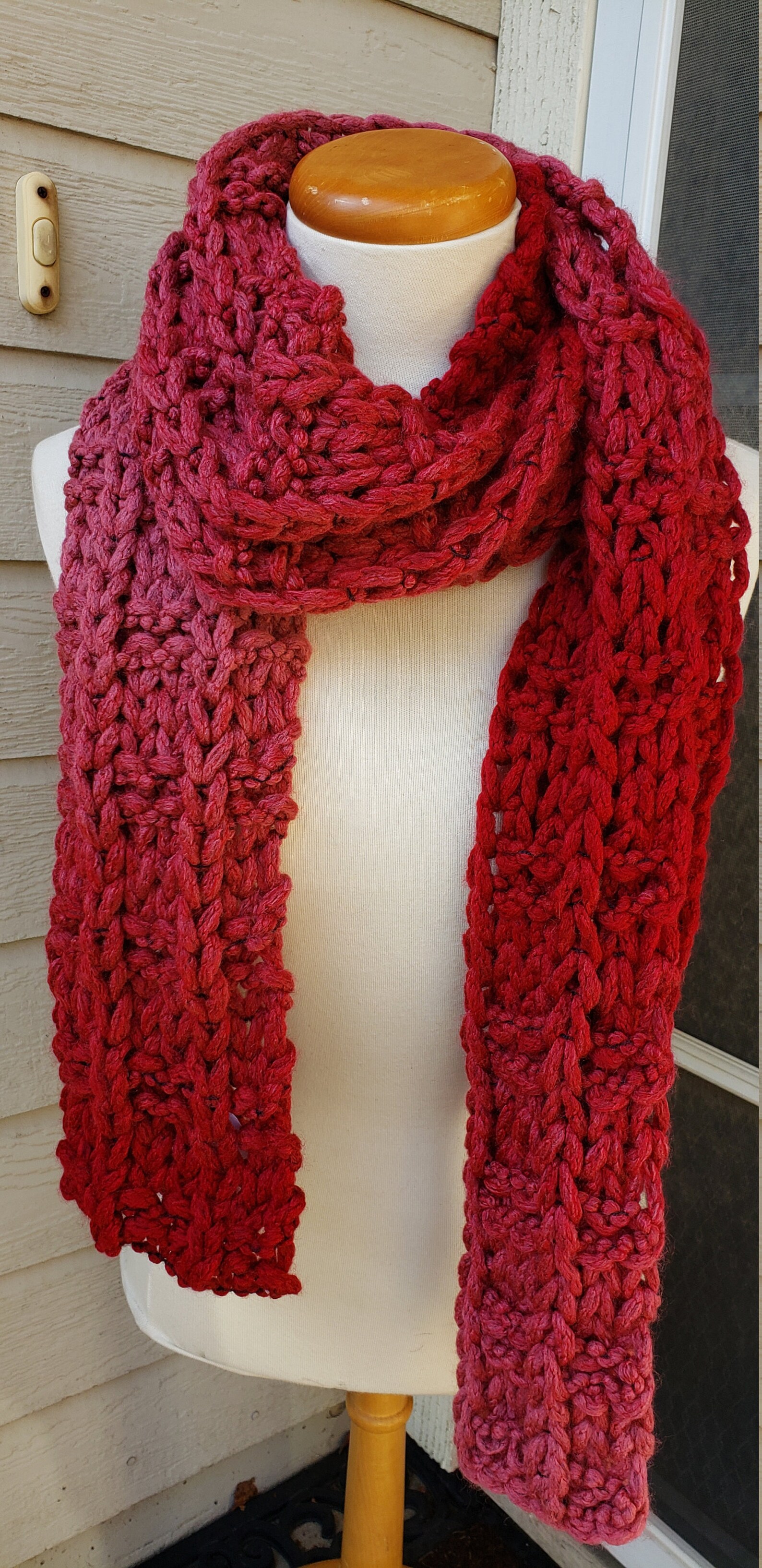 Waffle Stitch Loop Yarn Scarf Etsy