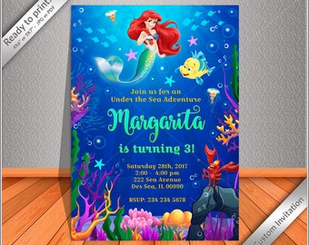 little mermaid invitation etsy