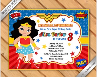 Wonderwoman Invite Etsy