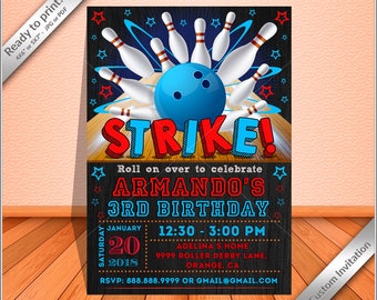 bowling invitations etsy