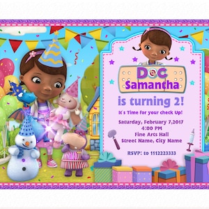 50% OFF SALE - Doc Toys printable invitation for a girl's birthday - Doctor repairs toys Invitation - Thank you card Free!