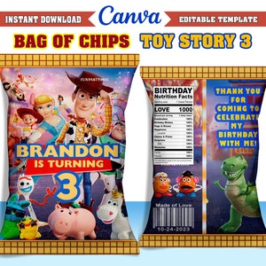 50 % de réduction ! -SAC Toy Story 4 jetons, modèle imprimable et modifiable sur CANVA, téléchargement immédiat, création 2023