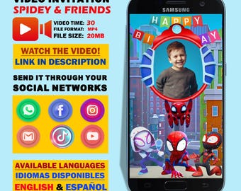 Video-verjaardagsuitnodiging Spidey met foto (MP4)