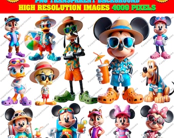 Mickey and Friends Pool Party Clipart – 20 PNG Images (Digital Download)