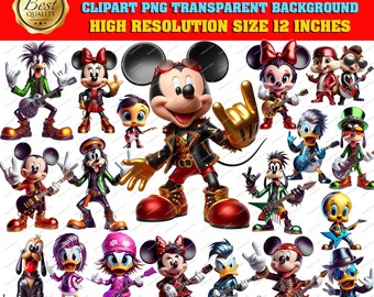 Mickey and Friends Rockstars Clipart Bundle (Instant Download)