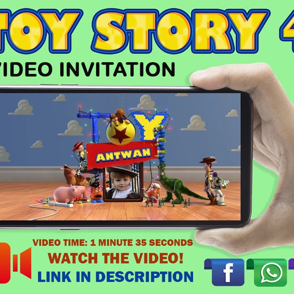 50% off - TOY STORY Video animated invitation with photo of the child, Animated invitation Toy Story for birthday party, New design 2022