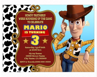 50% off! - WOODY Cowboy printable invitation for birthday party (PERSONALIZED), Thank you card Free!, Print them yourself!, New design 2022