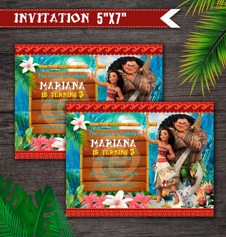 Party package princess Moana Moana kit party. PERSONALIZED Princess Moana printable party kit 50/% off! Moana Party Birthday package