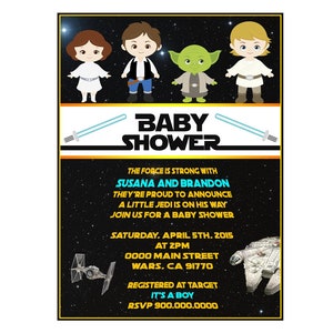 50% off PERSONALIZED Baby Shower Str. Wars Invitation Star Wrs. Party Baby Shower Invite Party invitation, Free thank you card image 2