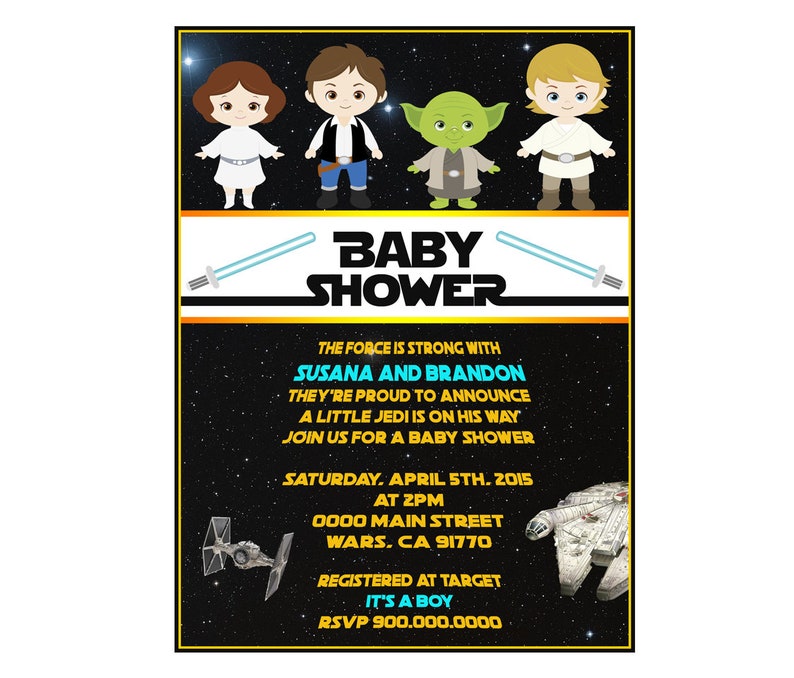 50% off PERSONALIZED Baby Shower Str. Wars Invitation Star Wrs. Party Baby Shower Invite Party invitation, Free thank you card image 2