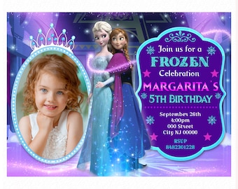 50% Off sale - Frozen Princess Invitation with photo (PERSONALIZED), Thank you card Free!, Print them yourself!, New design 2022