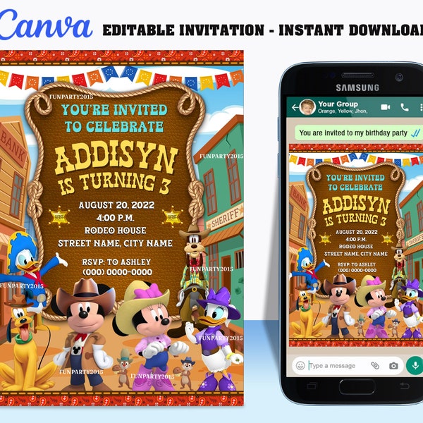 Mickey Cowboy - Etsy