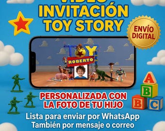 Toy Story, Video Invitation, Personalized, Kids Birthday, Digital Invite y Spanish or English.