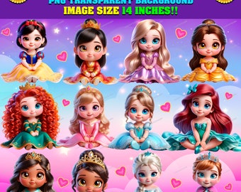 Baby Princess Clipart – Fairytale PNG Bundle (Commercial Use)