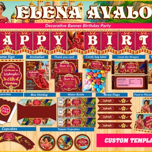 50% de desconto - Kit Festa PERSONALIZADO Elena de Avalor, Pacote de Aniversário Elena Party, Pacote Festa, Kit Festa Elena de Avalor