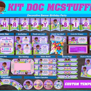 50% off! - PERSONALIZED TOY DOCTOR Girl printable party kit, Doc Mc. Party Birthday package, Toy Doctor Girl themed party kit.