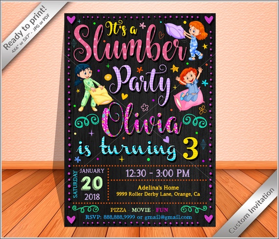 Personalised Birthday Party Princess Party Invitations Sleepover Invites
