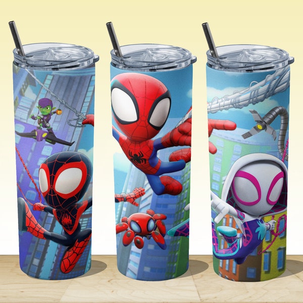 50% off - Spidey and friends Label 20oz Skinny Tumbler Sublimation Designs Digital Download Png Instant Digital ONLY