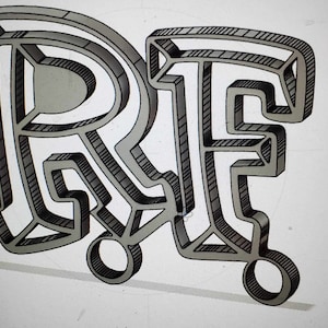 Rat Fink initials dxf file ready to cut