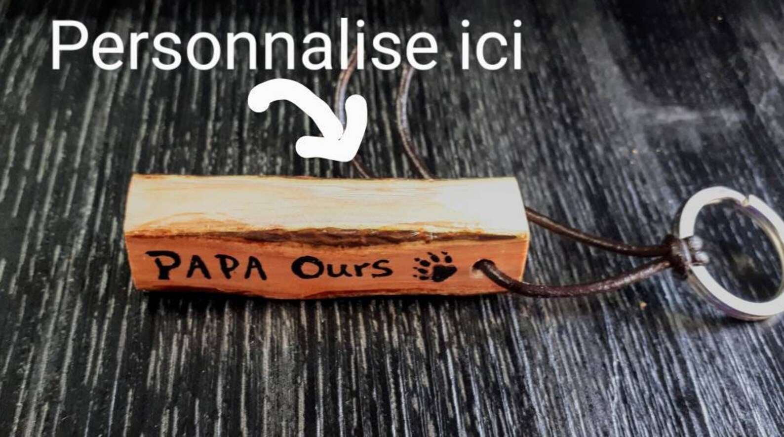 Personalizado papá oso llavero rústico de madera | Etsy