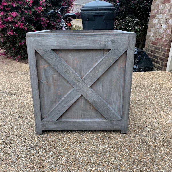 Square Cedar Planter Box Etsy