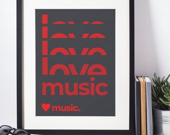 Impression d'art typographie musique, impression caractères musicaux, oeuvre d'art typographie musique, oeuvre d'art mélomane, art typographique