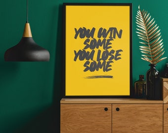 Art mural inspirant, art mural motivant, art de la typographie, noir et jaune, décoration de bureau, décoration de salon