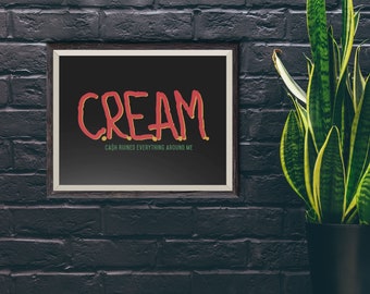 Crème, Impression hip hop, oeuvre d'art hip hop, impression typographie, impression musique, Joey Badass, impression rap, art mural musique