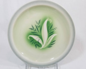 1951 Syracuse China Restaurantware Salad Plate Meadowleaf pattern Green White Leaves Air Brush Design Made in the USA
