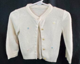 Sweater Baby Girl White Button up Long Sleeve