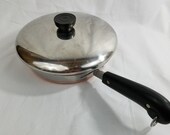 Vtg Revere Ware 1801 Pre - 68 Copper Clad Stainless Steel 8 quot skillet with Lid or Without