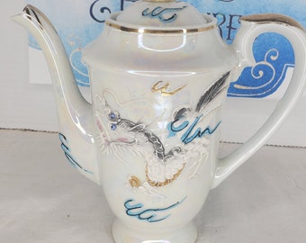 Vintage Japanese Moriage Dragonware Teapot and Creamer DAMAGE