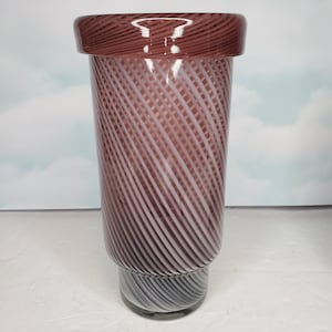 Glass Vase White Swirl on Cranberry Background Folded Edge