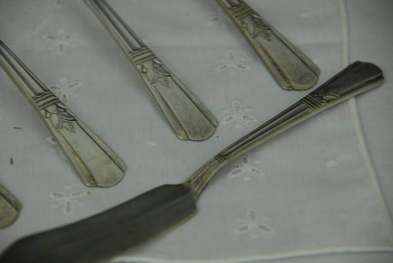1939 International Silver Flatware Court Silver Plate 6 pc Salad Fork not shown Made in USA