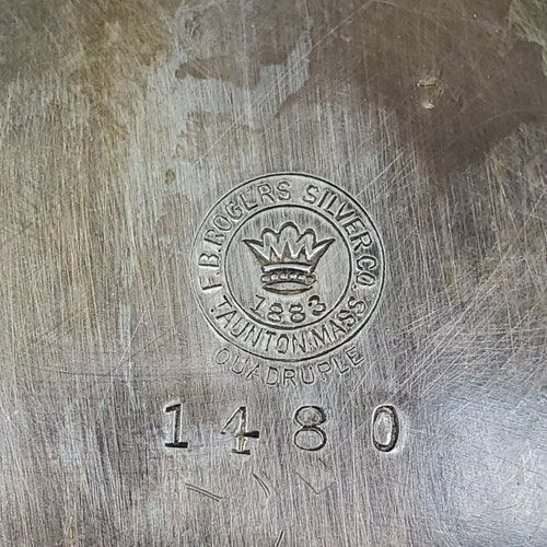National Silver FB Rogers 1883 Water Pitcher Quadruple shops Plate Model 1480 Taunton Mass.