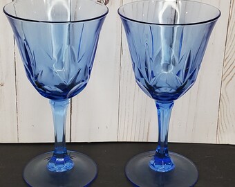 Avon American Blue Classics Collection Water Goblets Set of 2 Created in France