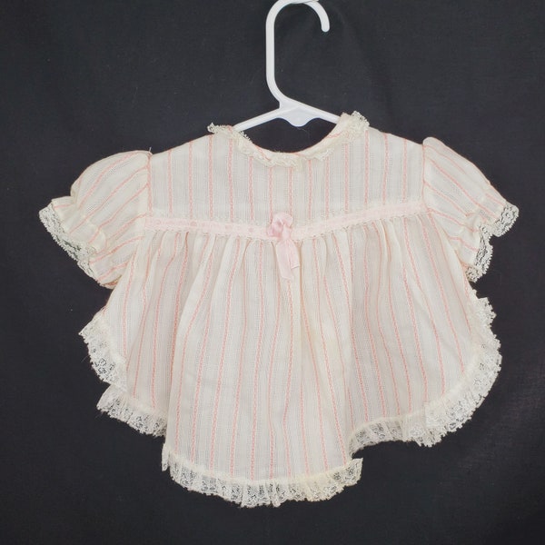 Nannette's Baby Girl's Dress White Pink Lace Hem SEE MEASUREMENTS